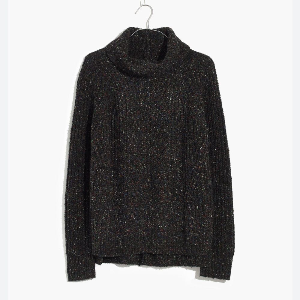 Madewell Colorfleck Ribbed Turtleneck Sweater Dark Charcoal Gray